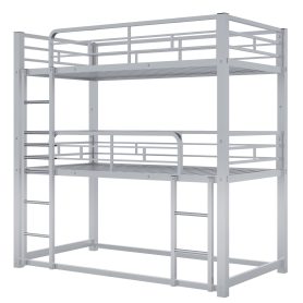 Metal Twin Size Triple Bunk Bed with Ladder