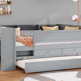 Multi-functional Daybed With Drawers Andtrundle,  Headboard Storage And Tables