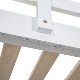 Wood Full Size Loft Bed With Built-in Wardrobe And Storage Shelves, Led Light