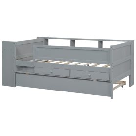 Multi-functional Daybed With Drawers Andtrundle,  Headboard Storage And Tables