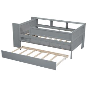 Multi-functional Daybed With Drawers Andtrundle,  Headboard Storage And Tables