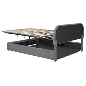 Teddy Fleece Queen Size Upholstered Platform Bed with Hydraulic Storage System