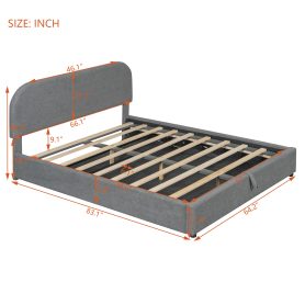 Teddy Fleece Queen Size Upholstered Platform Bed with Hydraulic Storage System