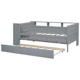 Multi-functional Daybed With Drawers Andtrundle,  Headboard Storage And Tables