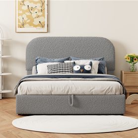 Teddy Fleece Full Size Upholstered Platform Bed with Hydraulic Storage System 40 Teddy Fleece Full Size Upholstered Platform Bed with Hydraulic Storage System