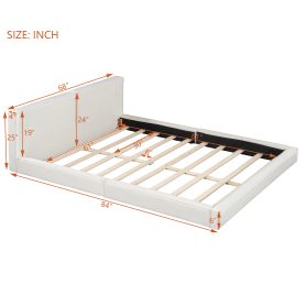 Queen Size Upholstered Grounded Bed with Velvet Fabric