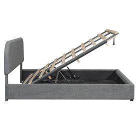 Teddy Fleece Queen Size Upholstered Platform Bed with Hydraulic Storage System