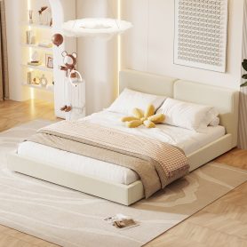 Queen Size Upholstered Grounded Bed with Velvet Fabric