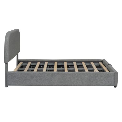 Teddy Fleece Full Size Upholstered Platform Bed with Hydraulic Storage System