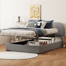 Teddy Fleece Full Size Upholstered Platform Bed with Hydraulic Storage System 42 Teddy Fleece Full Size Upholstered Platform Bed with Hydraulic Storage System
