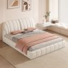 Queen Size Upholstered Platform Bed with Thick Fabric, Polyester