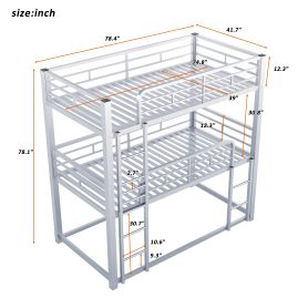 Metal Twin Size Triple Bunk Bed with Ladder