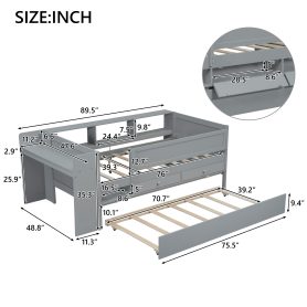 Multi-functional Daybed With Drawers Andtrundle,  Headboard Storage And Tables