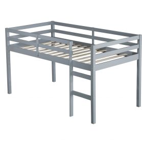 Solid Wooden Wooden Twin Loft Bed with Ladder