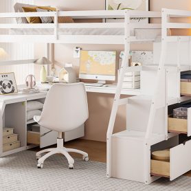 Full Size Loft Bed With 7 Drawers 2 Shelves And Desk 39 Full Size Loft Bed With 7 Drawers 2 Shelves And Desk