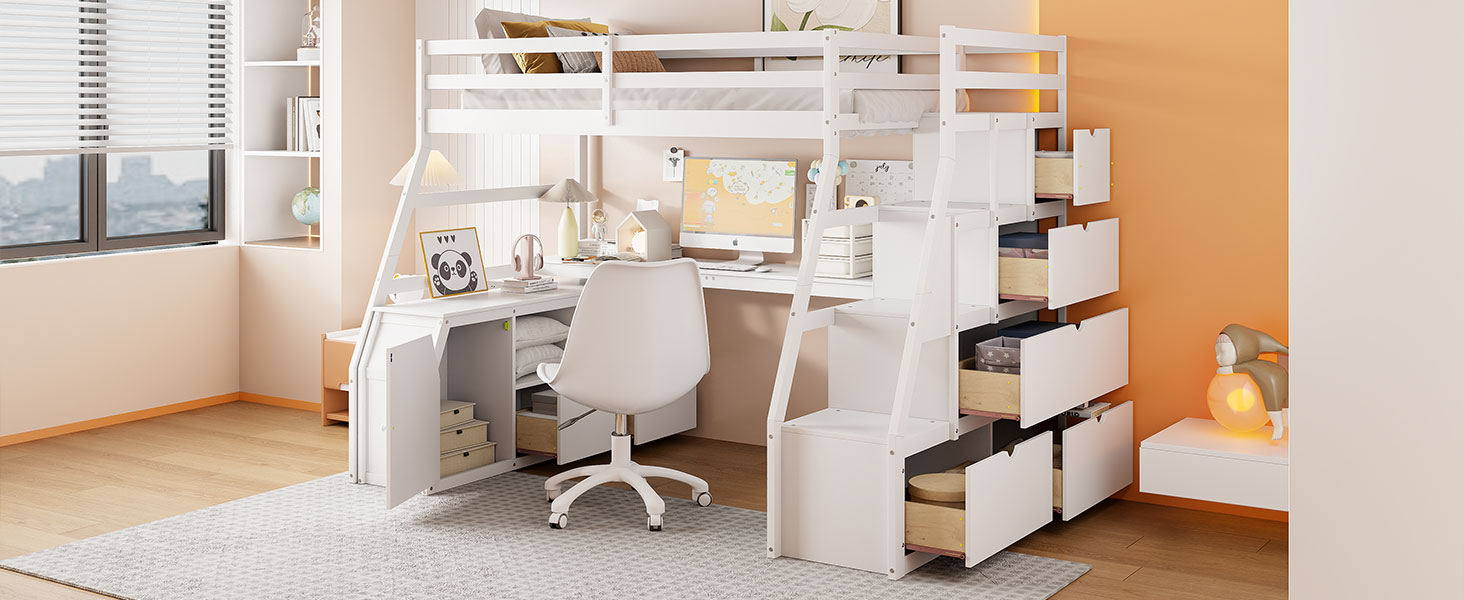 Full Size Loft Bed With 7 Drawers 2 Shelves And Desk 21 Full Size Loft Bed With 7 Drawers 2 Shelves And Desk