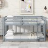 Solid Rubber Wooden Twin over Twin Loft Bed with Ladder ,Upper and Bottom Bed