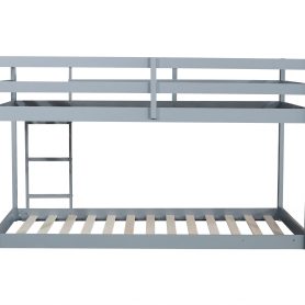 Solid Rubber Wooden Twin over Twin Loft Bed with Ladder ,Upper and Bottom Bed