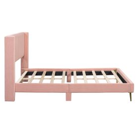 Queen Size Corduroy Platform Bed With Metal Legs