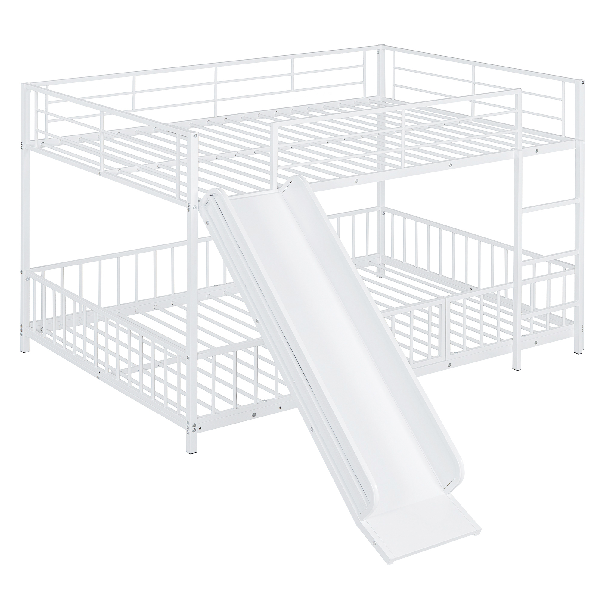 Full Over Full Size Metal Bunk Bed With Slide And Guardrails 10 Full Over Full Size Metal Bunk Bed With Slide And Guardrails