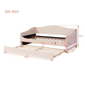 Teddy Fleece Twin Size Upholstered Daybed With Light And Trundle