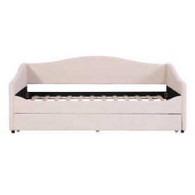 Teddy Fleece Twin Size Upholstered Daybed With Light And Trundle