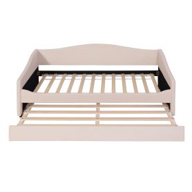 Teddy Fleece Twin Size Upholstered Daybed With Light And Trundle