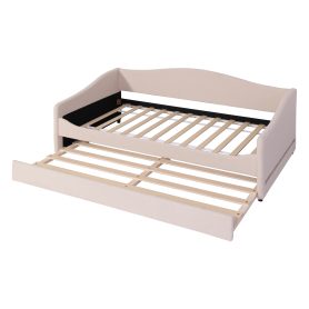 Teddy Fleece Twin Size Upholstered Daybed With Light And Trundle