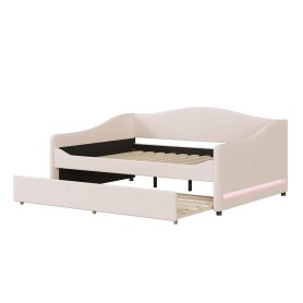 Teddy Fleece Full Size Upholstered Daybed with Light and Trundle