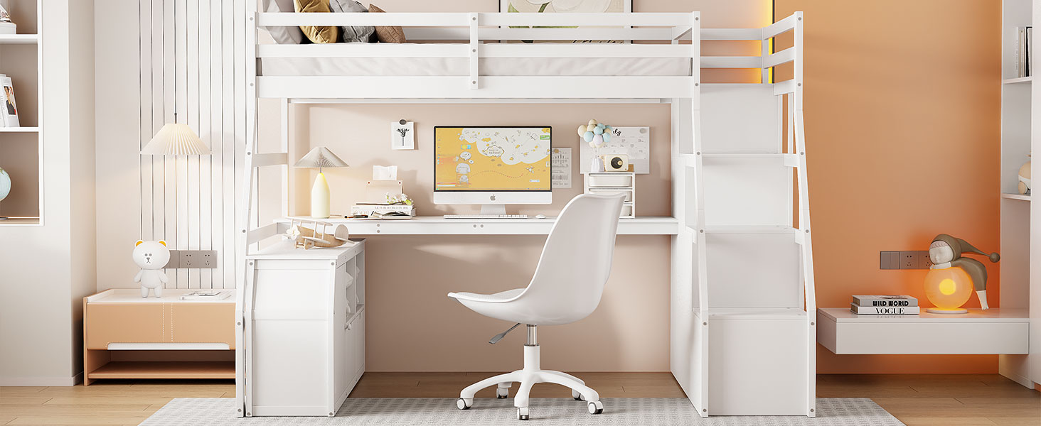 Full Size Loft Bed With 7 Drawers 2 Shelves And Desk 20 Full Size Loft Bed With 7 Drawers 2 Shelves And Desk