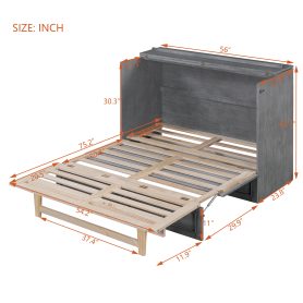 Solid Wooden Full Size Murphy Bed With Large Drawers