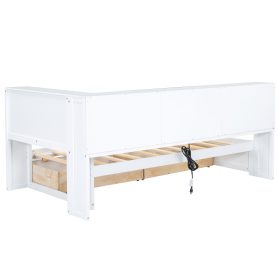 Twin Size Daybed with Two Storage Drawers, Storage Cabinets and USB Ports