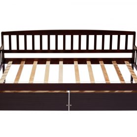 Pine Wood Twin-Size Daybed With Two Storage Drawers 55 Pine Wood Twin-Size Daybed With Two Storage Drawers