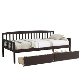 Pine Wood Twin-Size Daybed With Two Storage Drawers 53 Pine Wood Twin-Size Daybed With Two Storage Drawers