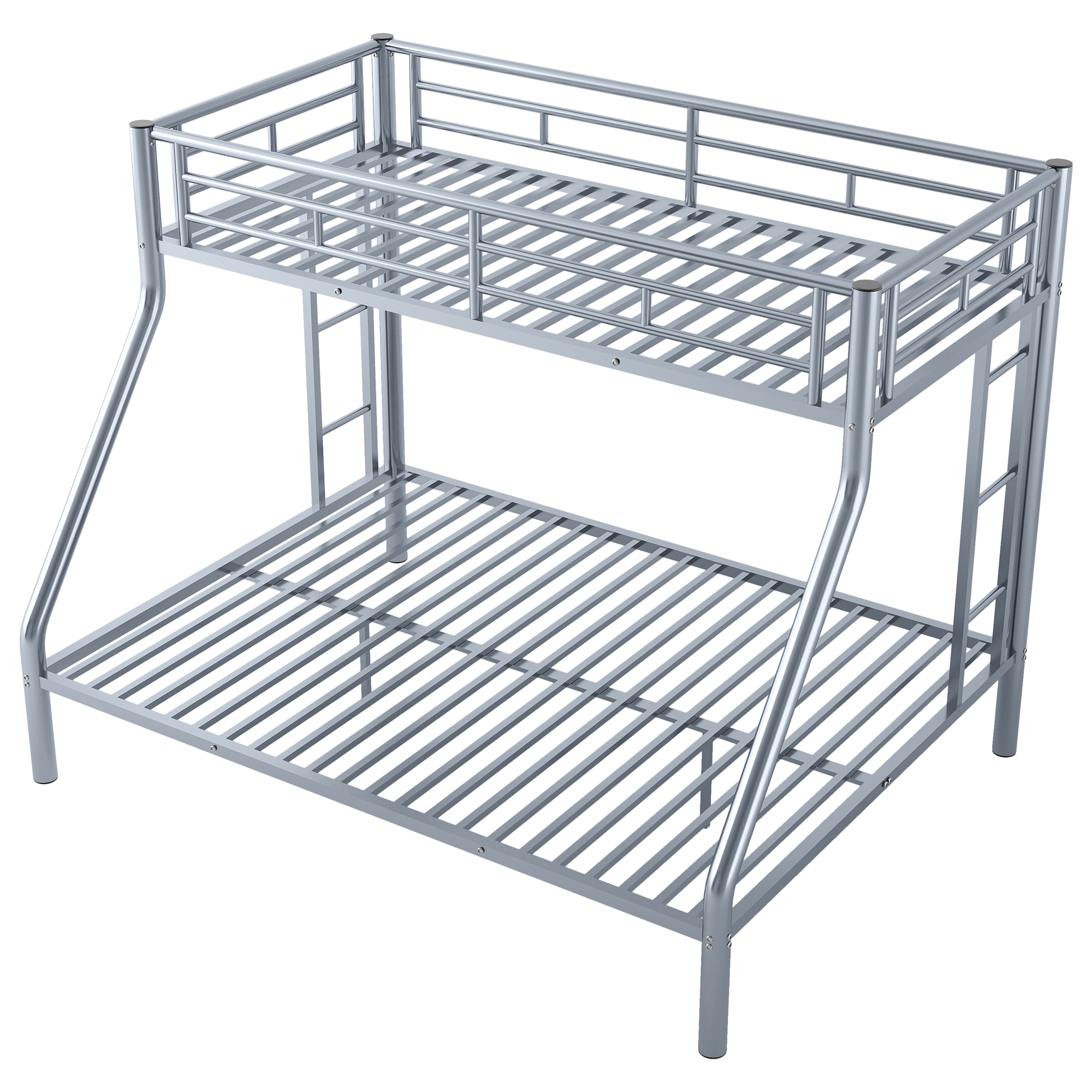 Twin XL over Queen Metal Bunk Bed with Ladder and Guardrails