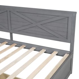 Twin Size Wood Daybed With 2 Drawers And Rustic Guardrail