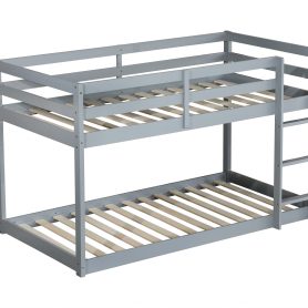 Solid Rubber Wooden Twin over Twin Loft Bed with Ladder ,Upper and Bottom Bed