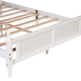 Queen Pine Platform Bed With Upholstered Headboard And Panel Footboard