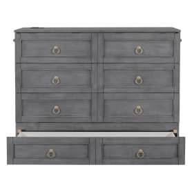 Solid Wooden Full Size Murphy Bed With Large Drawers