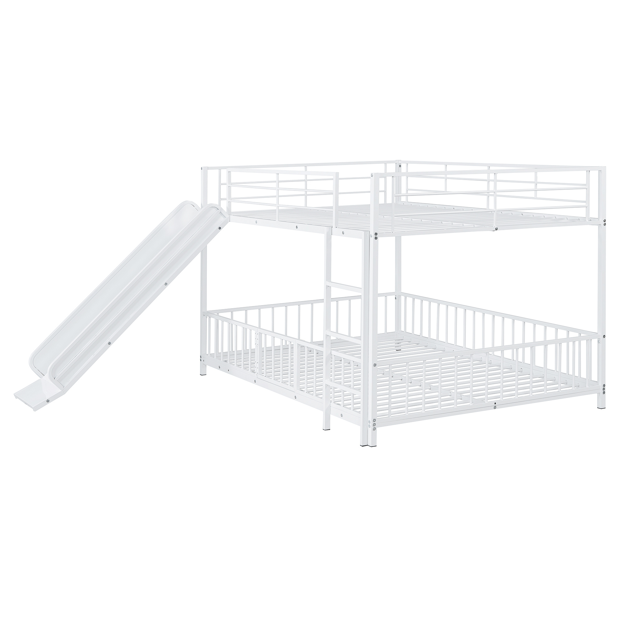 Full Over Full Size Metal Bunk Bed With Slide And Guardrails 9 Full Over Full Size Metal Bunk Bed With Slide And Guardrails