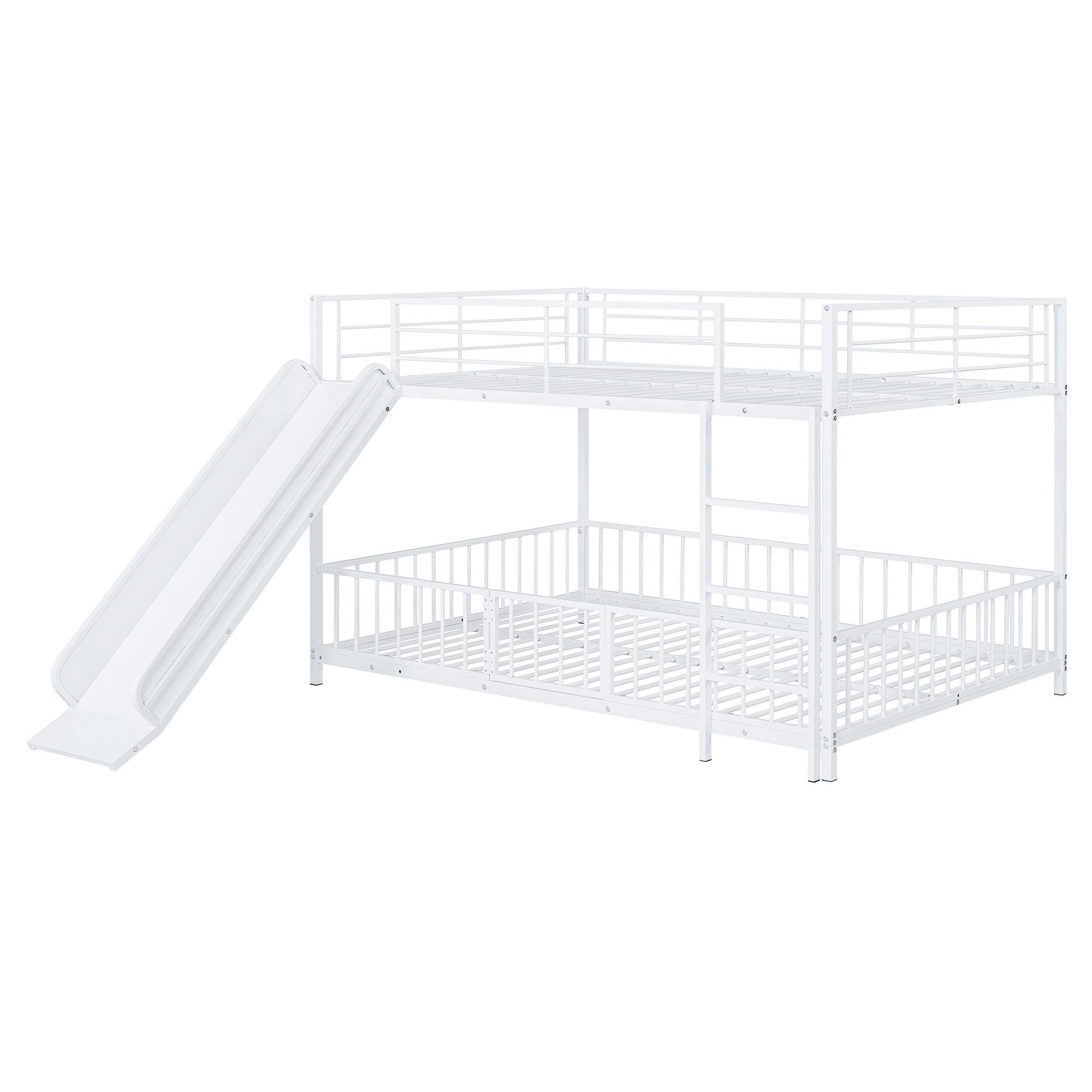 Full Over Full Size Metal Bunk Bed With Slide And Guardrails 8 Full Over Full Size Metal Bunk Bed With Slide And Guardrails