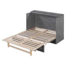 Solid Wooden Full Size Murphy Bed With Large Drawers