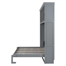 Queen Size Murphy Bed Wall Bed with Top Shelves & USB