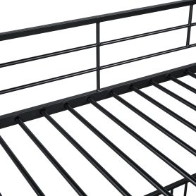 Twin over Twin Size Metal Bunk Bed with Slide and Guardrails