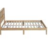 Queen Size Rubber Wooden Bed With Rattan Headboard