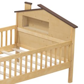 Twin Size Wood Platform Bed With House-shaped Headboard, LED And Built-in Storage 20 Twin Size Wood Platform Bed With House-shaped Headboard, LED And Built-in Storage