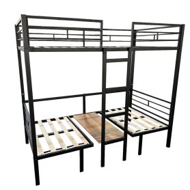 Full Size Loft Bed With Table Set, Transformable To Full Over Full Bunk