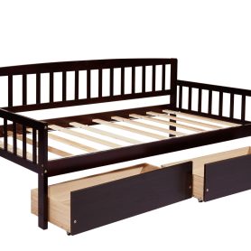 Pine Wood Twin-Size Daybed With Two Storage Drawers 57 Pine Wood Twin-Size Daybed With Two Storage Drawers
