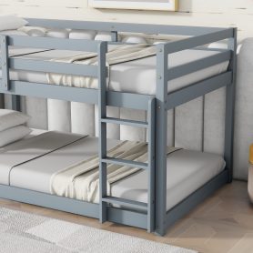 Solid Rubber Wooden Twin over Twin Loft Bed with Ladder ,Upper and Bottom Bed