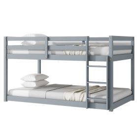 Solid Rubber Wooden Twin over Twin Loft Bed with Ladder ,Upper and Bottom Bed
